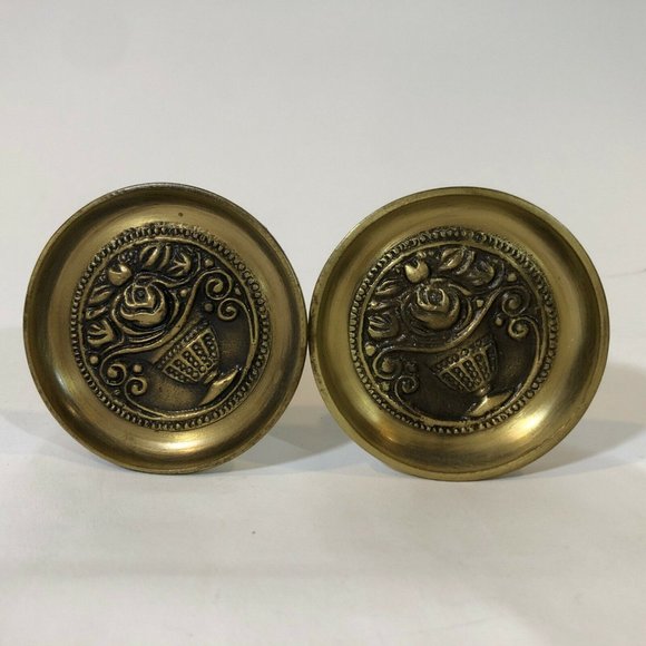 2 - Henlo Decorator Brass Curtain Holdbacks Floral Bouquet - Picture 2 of 11